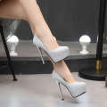 Autumn Round Headed Waterproof Platform Women's Shoes Super Hentian High Thin Heels Gold Pink Shining Sexy 913-63.