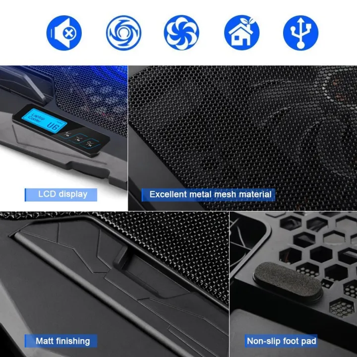 TCLP%20S-18%20Laptop%20Cooling%20Pad%204%20Fans%202%20USB%20Ports%20Air%20Cooler%20Blue%20LED%20Lights%20for%2010-16%20Laptop%20Lindaa%20-%20Image%204