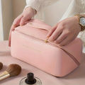 Large Capacity Waterproof Cosmetic Bag – Stylish PU Leather Travel Organizer.