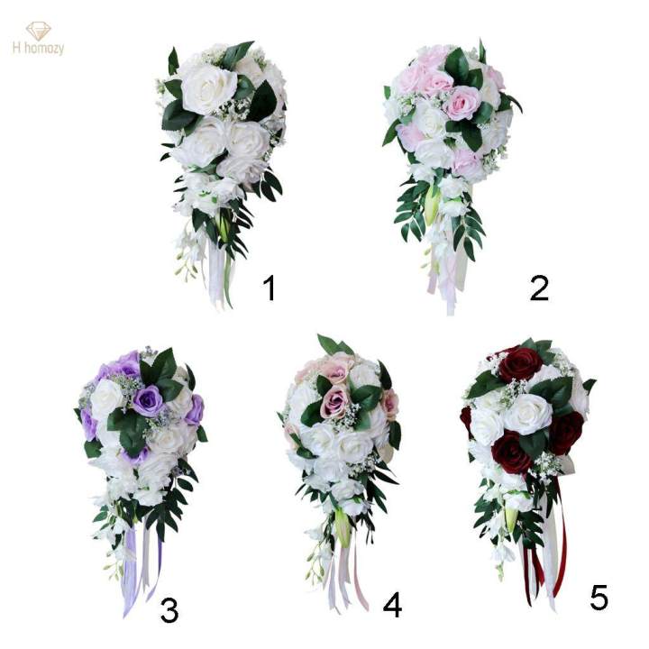2pcs%20Wedding%20Hand%20Bouquet%20Bridal%20Holding%20Artificial%20Flowers%20White%20-%20Image%206