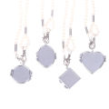 Fashion Long Necklace With Big Mirror Heart Pendant Women 2024 New Statement Pearl Shoulder Chain Personality Jewelry Wholesale.