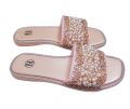 New Fashion Women Girls laying Stone Outdoor Flat Sandal Beach Shoes Slides New Style Outdoor Daily Casual Shopping Slipper White- Pink & Golden. 