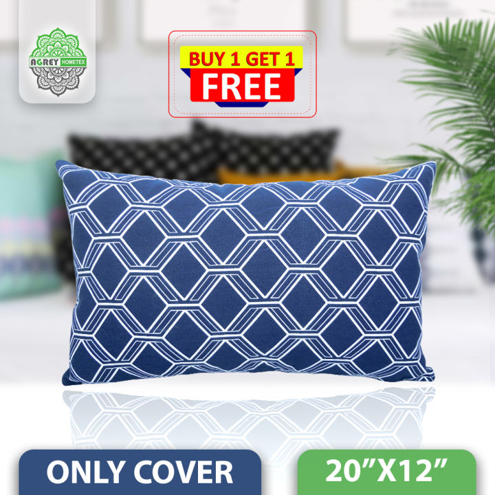 Decorative Cotton Cushion Cover_Navy Blue_(20"x12")_Only Cover