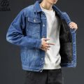 Fashion Winter Men's Denim Jacket Padded Thicker Warm Jacket Denim Top. 