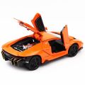 Lamborghini lumineuse Diecast Model Car 1:32 Metal Car with Light and Music Pull Back Car- Red & Orange.