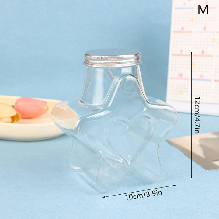 Star Shaped Doll Ornament Storage Box Plastic Bottle With Lids Food Storage Container Wide Mouth Jar Reusable Cookie Container