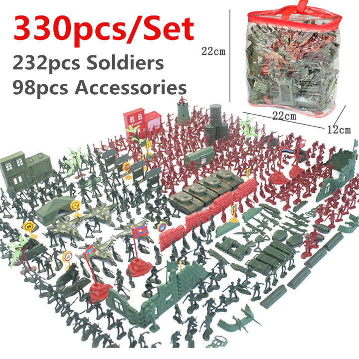 Lovely toys 330pcs Military Plastic Model Playset Toy Soldiers Figures Kids Children