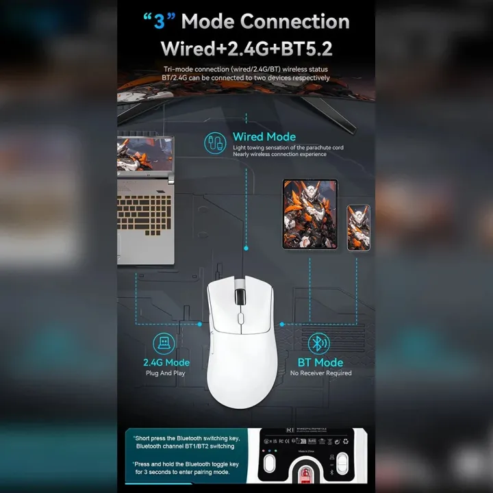 R1%201000Hz%20Wireless%20Mouse%20Wired/2.4G/BT5.2%203%20Mode%20Connection%20Gaming%20Mouse%2018000DPI%20Lightweight%20Ergonomic%20Mice%20For%20Computer%20Laptop%20-%20Image%202