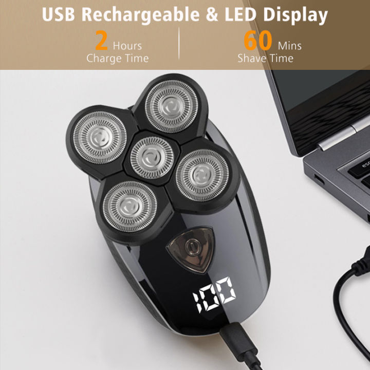 5-in-1%20Electric%20Razor%20IPX7%20Waterproof%20for%20Bald%20Men,%20Wet/Dry%20LED%20Display%20Rechargeable%205D%20Rotary%20Shaver%20Grooming%20Kit%20Head%20Shavers%20-%20Image%204