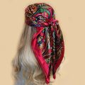 Silk Scarf Scarftop Headwraps For Women Vintage Four Seasons Hair Scarve 90*90cm Hijab Foulard Bandana Femme Headscarf. 