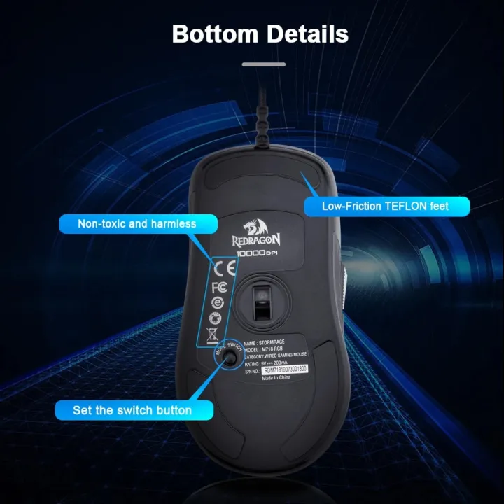 REDRAGON%20Stormrage%20M718%20RGB%20USB%20Wired%20Gaming%20Mouse%2010000%20DPI%208%20buttons%20mice%20Programmable%20ergonomic%20For%20Computer%20PC%20Gamer%20Laptop%20-%20Image%204