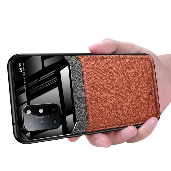 Case For OnePlus 8T Leather Mirror Tempered Glass Shockproof
