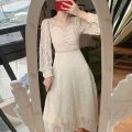 2023Spring-Summer NewinsSuper Fairy Slimming Embroidered Lace High-End Dress Women's French First Love Platycodon Grandiflorum Skirt.