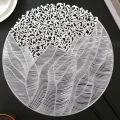 Sea Flower Placemat | Round PVC Dining Mat | Heat-Resistant Table Pad | Non-Slip Table Protector  15 Inch Woven Plastic Table Mats | | Elegant Wedding Tableware | Festival Dining Table Mat | Luxury Gold Table Decor |  Model PM 1007 by Pizeon Luxury Linens. 
