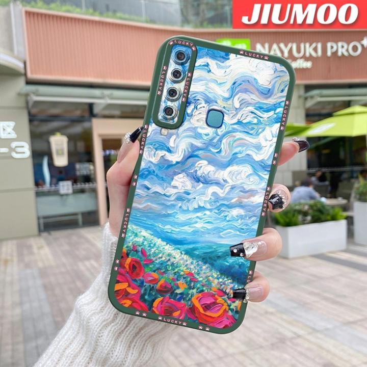 JIUMOO Case For Samsung A9 2018 Case Oil Painting Bright Flower