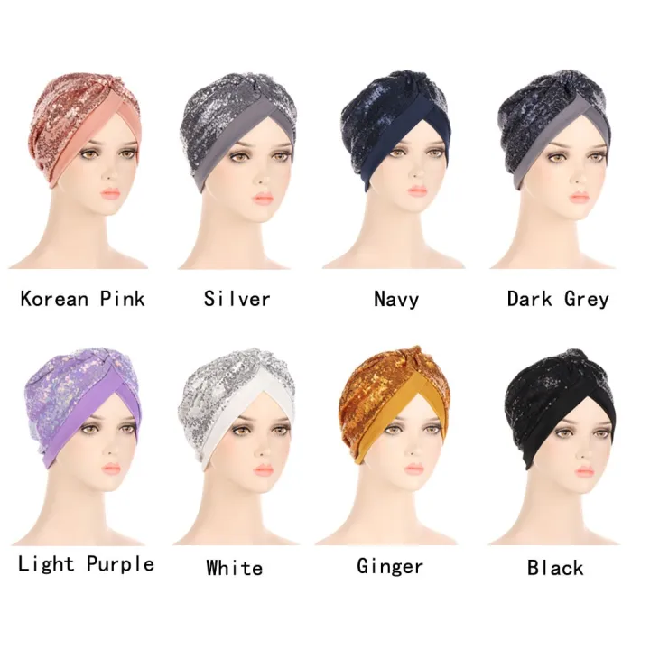 2022%20New%20Women%20Glitter%20Sequins%20Turban%20Cap%20Muslim%20Indian%20Hat%20Headwear%20African%20Headwraps%20Ladies%20Headscarf%20Bonnet%20Islamic%20Hijab%20Cap%20-%20Image%204