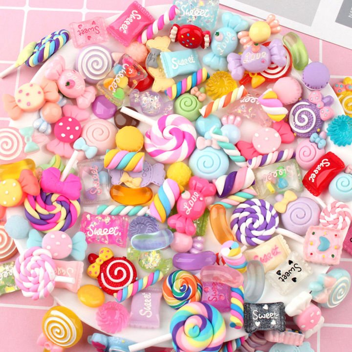 30pcs Random Candy Slime Charms Cute Set Mixed Resin Sweets Flatback Slime Making Supplies for DIY Craft Making and Ornamen DIY