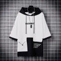Spring and autumn hoodies men's thin color matching -hop tide brand loose tooling ckets handsome hooded jacket men's. 