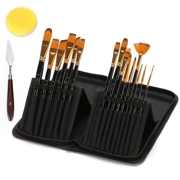 15Pcs Watercolor Paint Brushes Set Nylon Hair Painting Brush Variety Style Short Rod Oil Acrylic Painting Brush Pen Art Supplies
