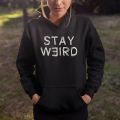 Female Stylish Pullover Hoodie - Black - Stay Weird. 