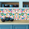 Spring Flower Boho Art Sticker for Decorating Wall Furniture Tiles Waterproof Decal.