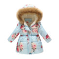 Girls Overcoat Windproof Cartoon Animal Print Pockets Girls Coat. 