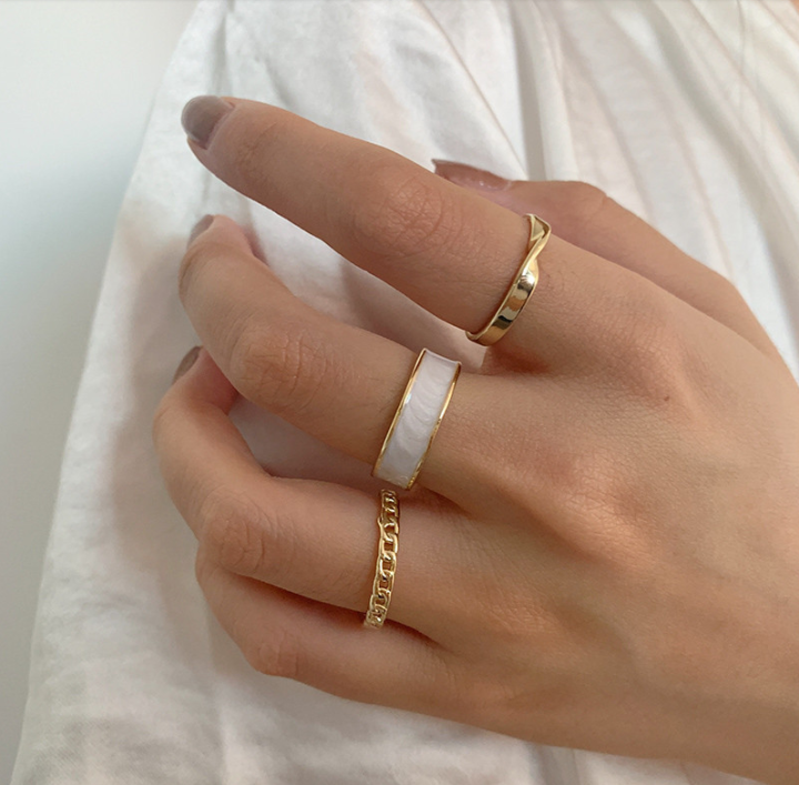 Fashion 3 Pcs Adjustable Trendy Style Finger Ring Set for Women New Collection Gifts Rings Set Open Ring for Women Simple