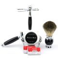 6pcs/kit Men Shaving Brush Holder Safety Razor Soap Bowl Set Metal Spray Paint Blue/Wooden/Ivory Barber Classic Grooming Gift.