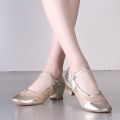 Dancing Shoes Performance Shoes Mid-Heel Shoes Buckle2023Spring and Summer New Shallow Mouth Patent Leather Korean Style Versatile Dancing Shoes Women.