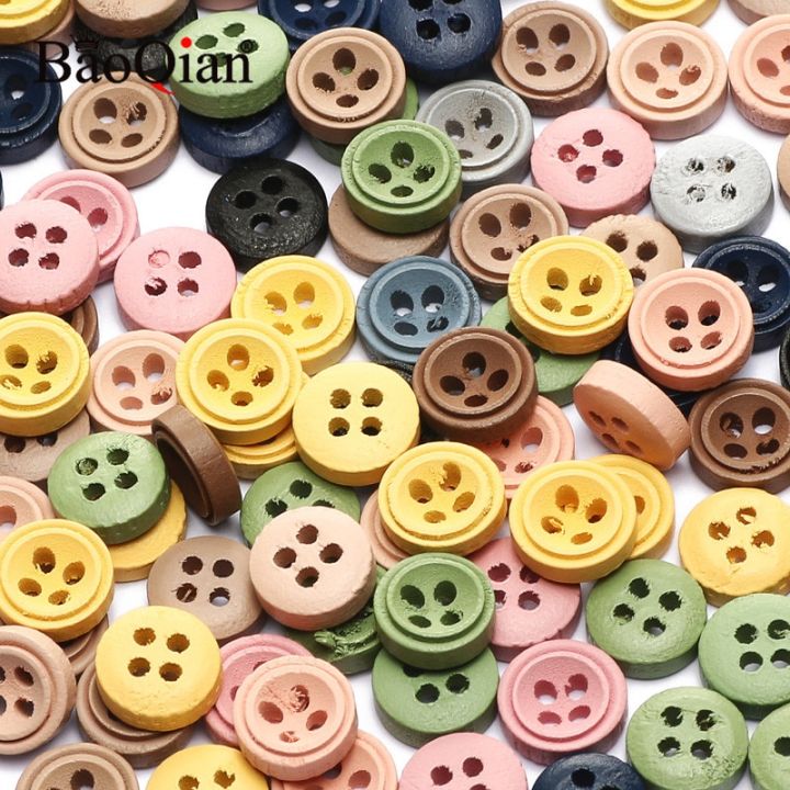 100pcs%209mm%20Mixed%204%20Hole%20Wooden%20Buttons%20For%20Clothing%20Decorative%20Sewing%20Button%20Accessories%20Scrapbooking%20Crafts%20Home%20Decor%20-%20Image%203