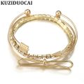 Kuziduocai New ! Fashion Fine Jewelry Bow-knot Cupid's Arrow Elasticity Rhinestone Bracelets & Bangles Women Girl Gifts.