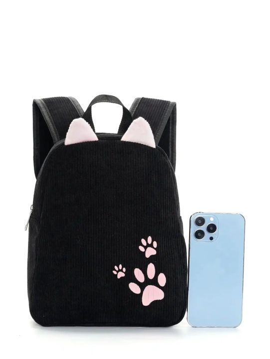Girls%20Boys%20Cute%20Casual%20Cat%20Footprint%20Print%20Corduroy%20Adjustable%20Kids%20Backpack%20Kids%20School%20Bag%20For%20Outdoor%20Travel%20Students%20-%20Image%205