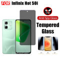 infinix Hot 50i Anti-Spy Tempered Glass for Hot 40i 40 Pro 30i 30 Play Privacy Screen Protector 3 in 1 Carbon Fiber Film and Camera Protector.
