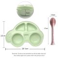 Baby Feeding Plate Cute Car Style Dishes Eco Friendly Kids Plate Spoon and Fork Tableware Set. 