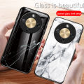 Biruiqu For Honor X9D Fashion Marble Tempered Glass Back Case Cover. 