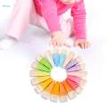 18x Rainbow Peg Dolls for Toddlers Match Counting Color Classification Training Logical Thinking Montessori Toy Wood Stacking Toys for Kids , Pointed Head 7x2.5cm. 