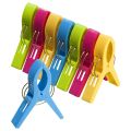Durable Pack of 8 Large Bright Colour Plastic Beach Towel Pegs Clips for Sunbed, various colours. 