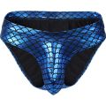 Fish Skin PU Leather Men Briefs Bikini U Convex Swim Brief Fashion Beachwear for Male.