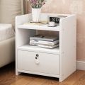 NewWave Bedside Table with Lockable Drawer, Modern Bedside Table, Bedside Table Cabinet Nightstand with 2 Storage shelf 1 Lockable Drawer Design by Nahid Furniture18x14x12". 