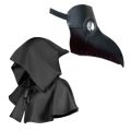Halloween Plague Doctor Mask and Shawl Costume Cosplay Props Long Nose Beak Leather Masks for Adult Reaper Cloak Black Hat.