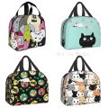 Cat Lunch Bag, Cute Kids Reusable Cooler Lunch Tote Bag Insulated Leakproof Lunch Box Container with Front Pocket for Girls Boys.