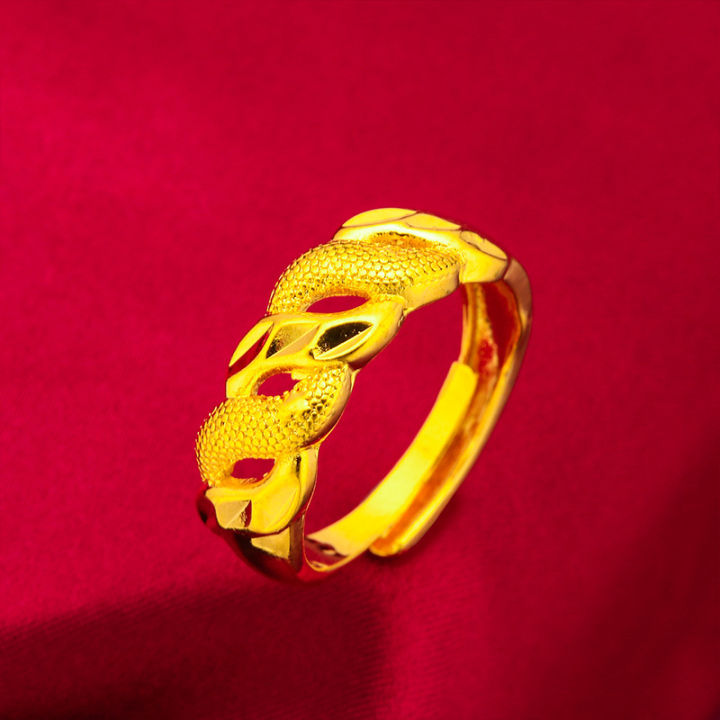 New twist gold sand gold living ring women's fashion ancient ring trendy style women's ring retro style