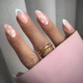24Pcs Almond Nail with Beveled French Design Glitter Stripes False Nails Round Head Wearable Press on Nails Manicure Tips. 