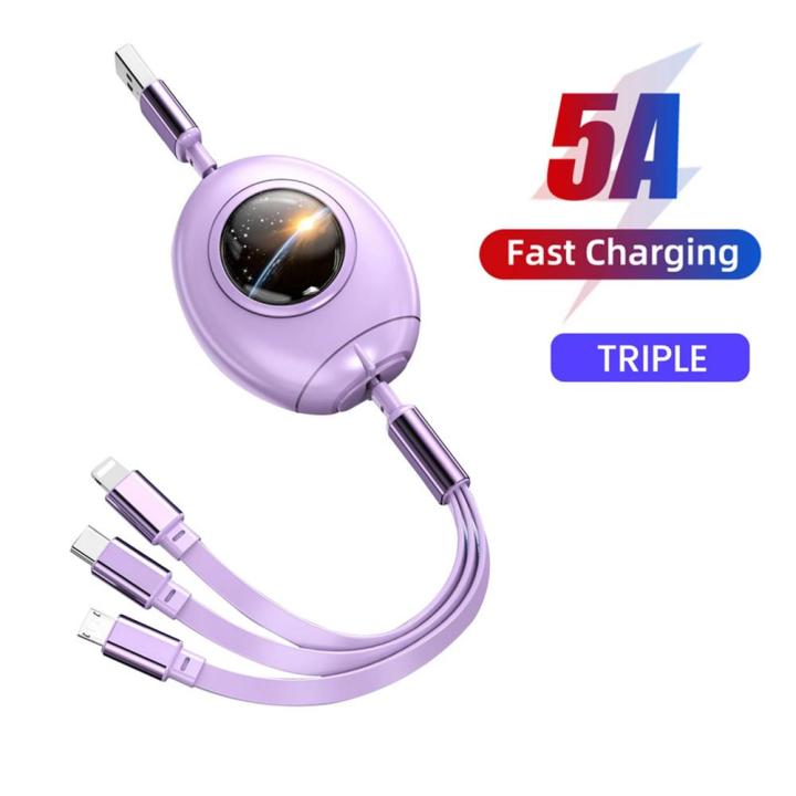 5a 3 In 1 Usb C Charging Cable Usb A To 8-pin Micro Type C Cable Compatible For I phone Hua wei Sam sung Xiao mi