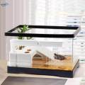 Turtle Tank Box Basking Ramp Hideout Tortoise Enclosure Starter Indoor Decor Medium Black.