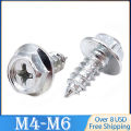 5 -10 pcs 304 Stainless Steel Self-Tapping Phillips Hex Screw Cross Hexagonal Flange Cross Head Screws Wood Nail M3 M4 M5 M6. 