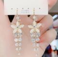 Opal Flower Earrings Acrylic Rhinestone Tassel Fashion Stud Earrings Elegant 1 Pair Jewelry for Women. 