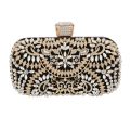 Diamond Luxury Evening Clutch for Women Wedding Golden Purse Chain Shoulder Bag Small Hollow Out Flowers Crystal Party Handbag.