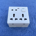 Electric 8 pin wall multi socket with Indicator 3 pin Double & 2 Pin With Switch and 1 Gang Board T&B.