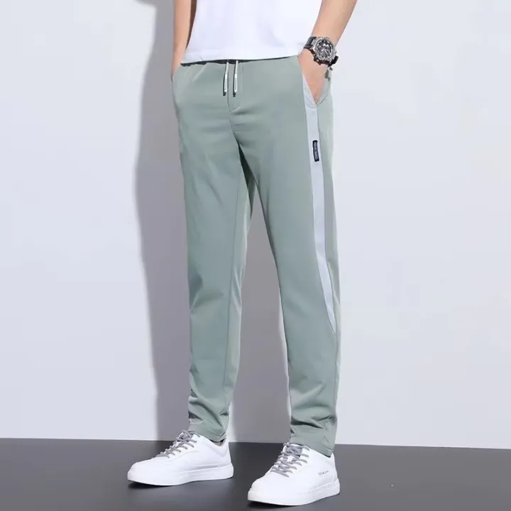 Summer%20Thin%20Ice%20Silk%20Pants%20Men's%20Summer%20New%20Korean%20Style%20Trendy%20Sports%20Casual%20Pants%20Straight%20Loose%20Long%20Pants%20-%20Image%204